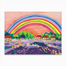 Countryside Rainbow On Orange Canvas Print
