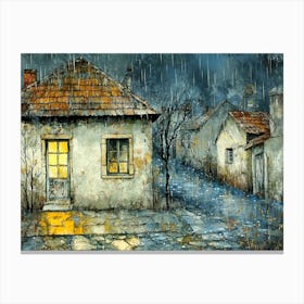 Rainy Night in Romanian Village # 1 Canvas Print