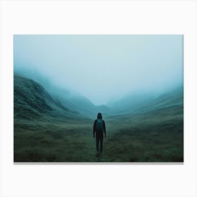 Person Walking In The Fog Canvas Print