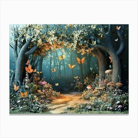 3d Enchanted Forest With Magical Creatures 1 Canvas Print