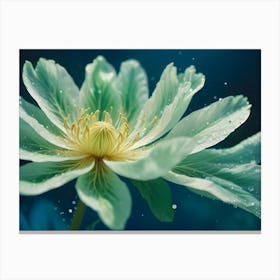 A Close Up Shot Of A Light Green Flower With A Yellow Center Canvas Print