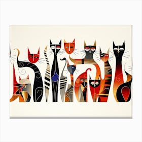 Group Of Cats Pop Canvas Print