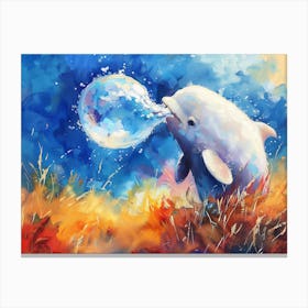 Baby Beluga Calling Canvas Print