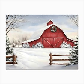 Barn In The Snow 2 Canvas Print