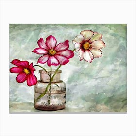 Flowers In A Glass Vase Canvas Print