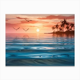 Sunset With Palm Trees 1 Canvas Print