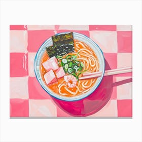 Pho Soup Pink Checkerboard 2 Canvas Print