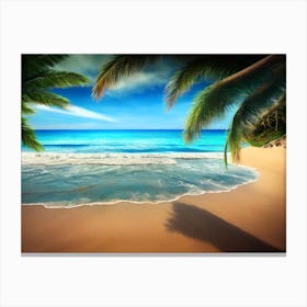 Beach With Palm Trees 2 Canvas Print