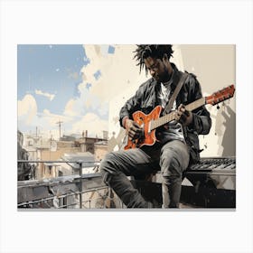 Man Playing An Electric Guitar Canvas Print