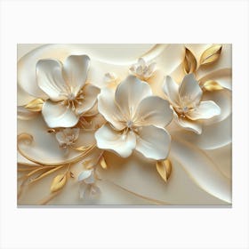 Flowers In Gold and Cream Colors 1 Canvas Print