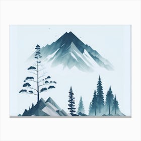 Mountain And Forest In Minimalist Watercolor Horizontal Composition 66 Canvas Print