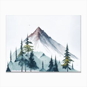 Mountain And Forest In Minimalist Watercolor Horizontal Composition 457 Canvas Print