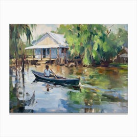 Man In A Canoe Canvas Print