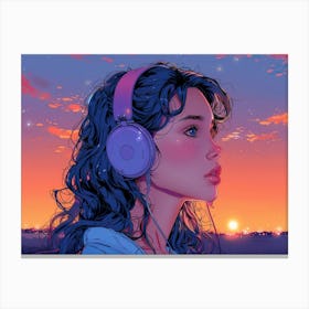Girl Listening To Music 6 Canvas Print