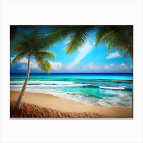 Palm Trees On The Beach 1 Canvas Print