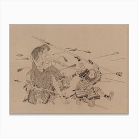Taistelukohtaus Yekon Vakan Shohonkvaista, Osaka 1836, Katsushika Hokusai Canvas Print