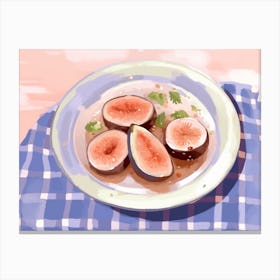 A Plate Of Figs, Top View Food Illustration, Landscape 4 Canvas Print