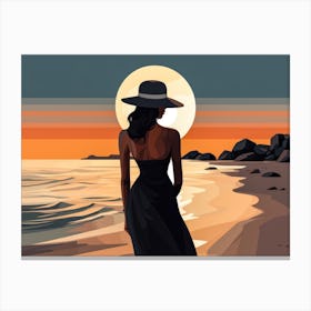 Illustration of an African American woman at the beach 83 Canvas Print