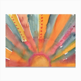 Watercolor Colorful Sun, Boho Sunset Canvas Print