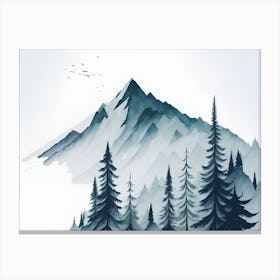 Mountain And Forest In Minimalist Watercolor Horizontal Composition 51 Canvas Print