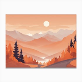 Misty mountains horizontal background in orange tone 140 Canvas Print