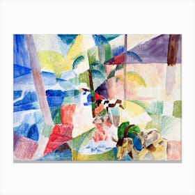 Landscape With Children And Goats, August Macke Canvas Print