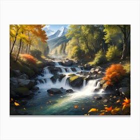 Mountain river landscape painting #2 Canvas Print