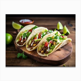 Tacos On A Wooden Board 5 Canvas Print