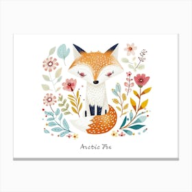 Little Floral Arctic Fox 3 Poster Canvas Print