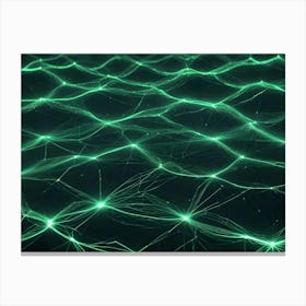 Abstract Background With A Network Of Glowing Green Lines Canvas Print