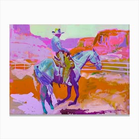 Neon Cowboy In Red Rock Canyon Nevada 2 Painting Canvas Print