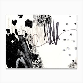 Black And White Abstract Scribble Painting Canvas Print