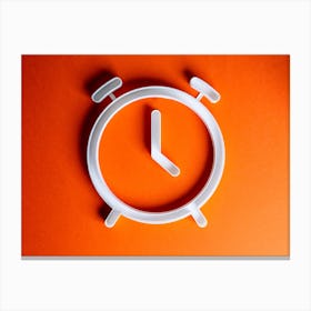 Alarm Clock On Orange Background Canvas Print