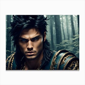 Young Man In A Forest Canvas Print