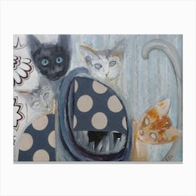 Wall Art With Four Cats Canvas Print
