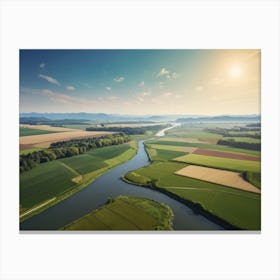 Aerial View Of A River 1 Canvas Print