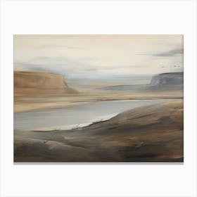 Muted Lake Vintage Painting Canvas Print
