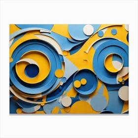 Abstract Blue And Yellow Wall Art Canvas Print