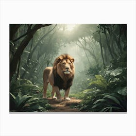 Lion In The Forest Canvas Print