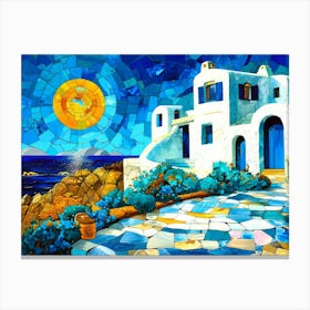 Seaside Santorini - Beach House Canvas Print