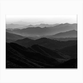 African Sunset In A Black And White Mountain Range Canvas Print