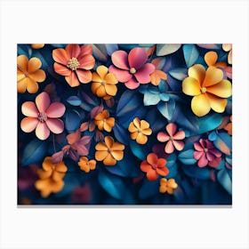 Elegant Colorful with Vibrant Flower Hanging Branches 8 Canvas Print