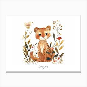 Little Floral Cougar 2 Poster Canvas Print