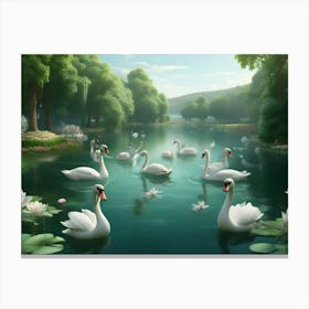 Swans In The Lake Canvas Print