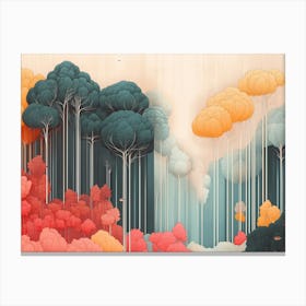 Dreamlike colored forest illustration Canvas Print