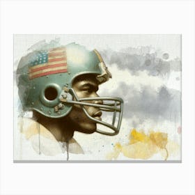 American Football Player Watercolor retro 1 Canvas Print