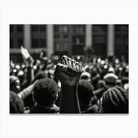 Black Man Holding Fist In Protest Canvas Print