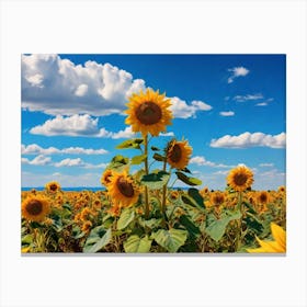 Sunflowers In The Field paintings art print Canvas Print