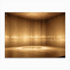 A Digital Art Illustration Of A Room With A Glowing, Golden Light Source Creating A Network Effect On The Walls And Floor Canvas Print