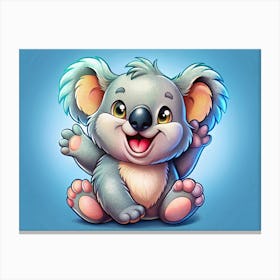 Adorable Cartoon Koala Waving Hello Canvas Print